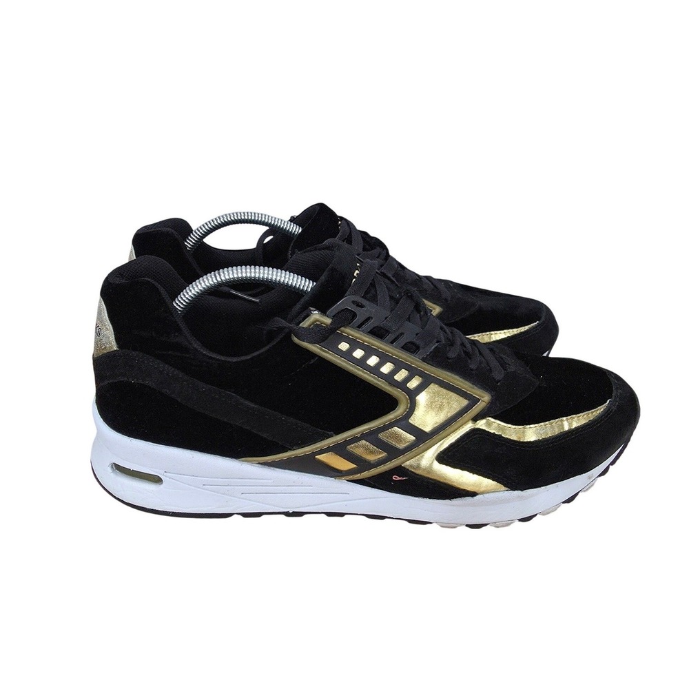 Brooks Regent Running Shoes Mens 13 D Black Velvet Gold Suede Sneakers Sporty